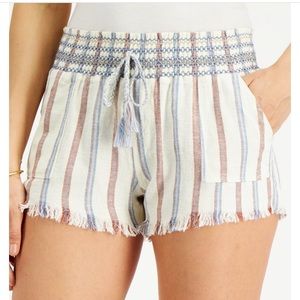Rewash Striped Frayed-Hem Shorts (Juniors)